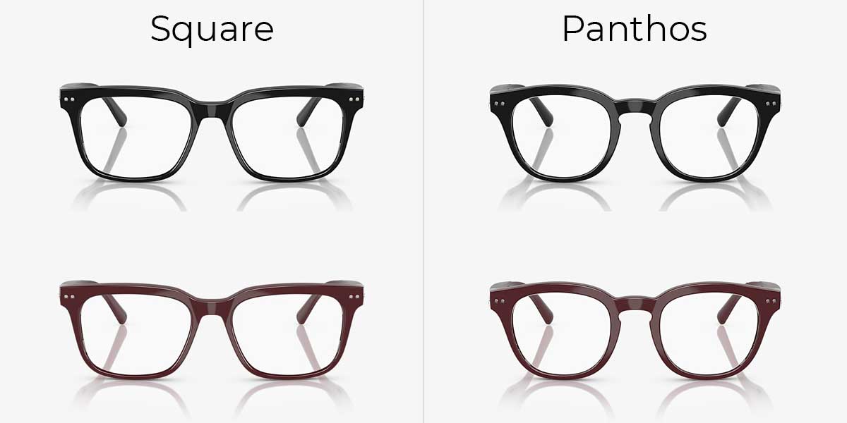 Models: Square and Pantos. Colors: Shiny Black, Shiny Burgundy
